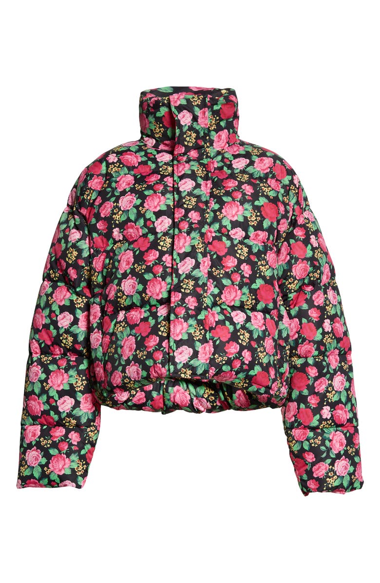 Balenciaga Rose Print Nylon Cocoon Puffer Jacket | Nordstrom