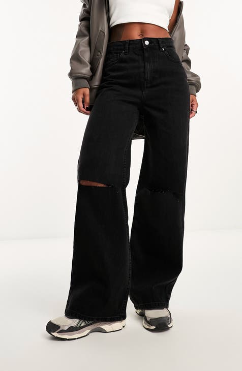 BLACK RIPPED BAGGY JEANS