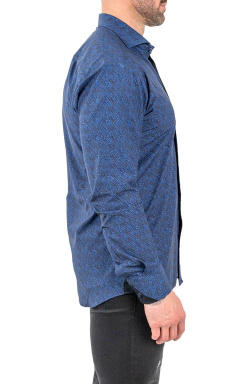 Maceoo Einstein Stretch Deep Night Button-up Shirt In Blue