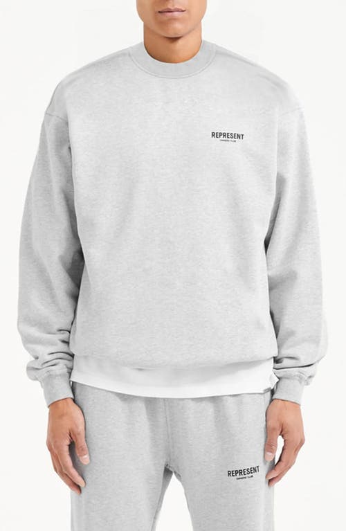 Represent Grey Crewneck Sweatshirt With Logo Lettering On The Front And Maxi Logo Print On The Rear In Cotton In Ash Grey/black