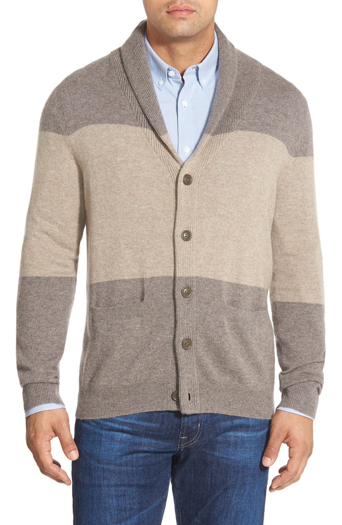 Nordstrom Men's Shop Cashmere Colorblock Shawl Collar Cardigan Nordstrom