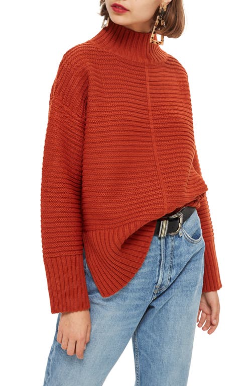 Mock Neck Sweater in Rust