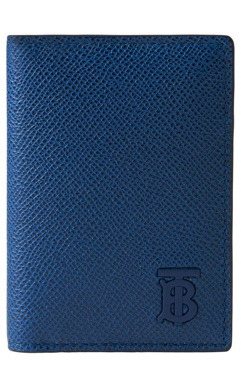 Leather card wallet Burberry Blue in Leather - 33816004