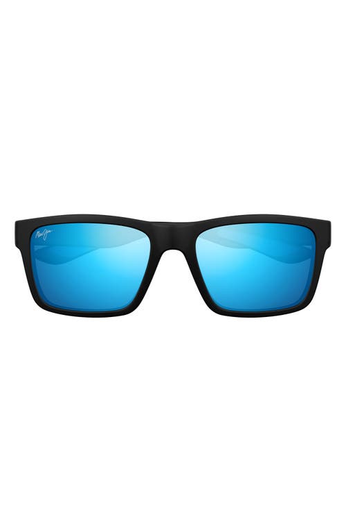 Maui Jim The Flats 57mm Polarizedplus2® Rectangular Sunglasses In Black/blue Hawaii