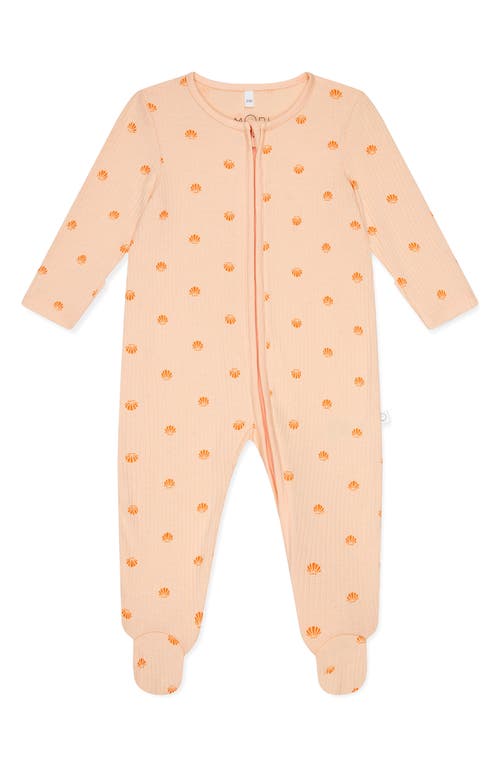 MORI Clever Zip Scallop Print Fitted One-Piece Footed Pajamas at Nordstrom