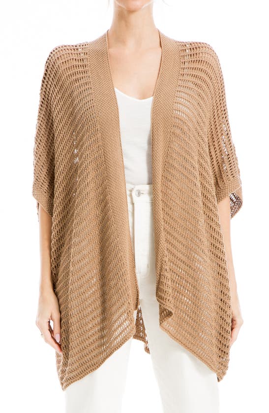 Max Studio Open Weave Cardigan In Toast