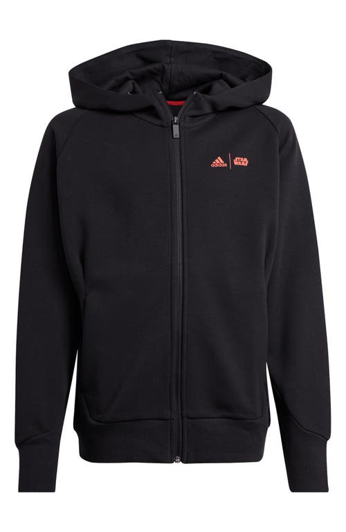 adidas x Star Wars Kids' Z. N.E. Zip-Up Graphic Hoodie Black/Bright Red at