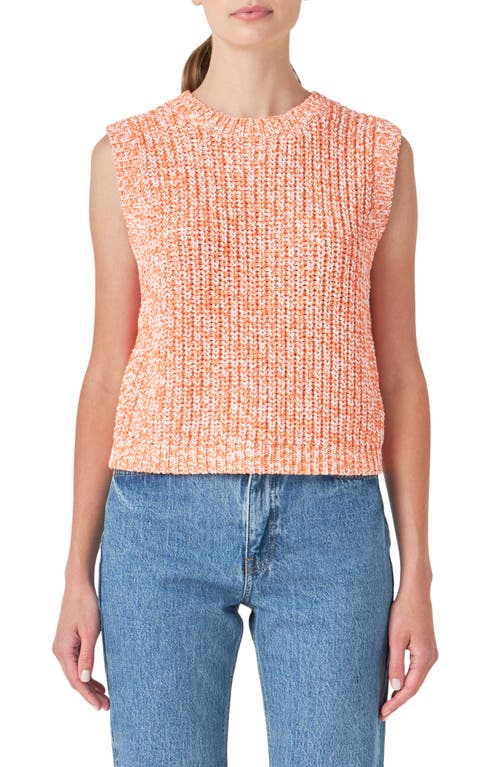 Marled Sleeveless Sweater in Orange/White