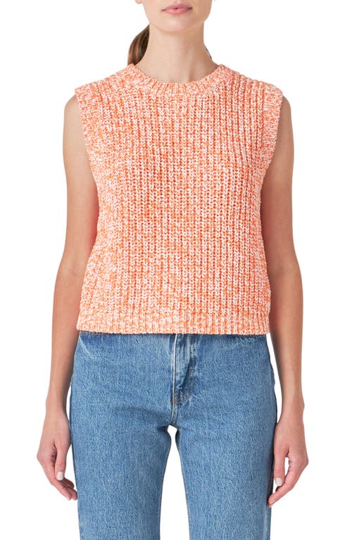 English Factory Marled Sleeveless Sweater Orange/White at Nordstrom,