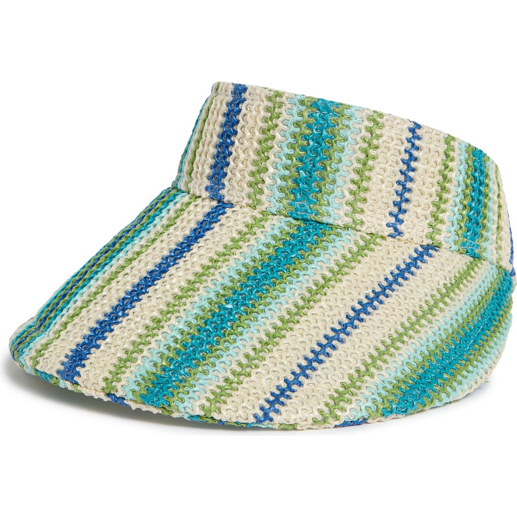 Vince Camuto Stripe Woven Visor In Blue