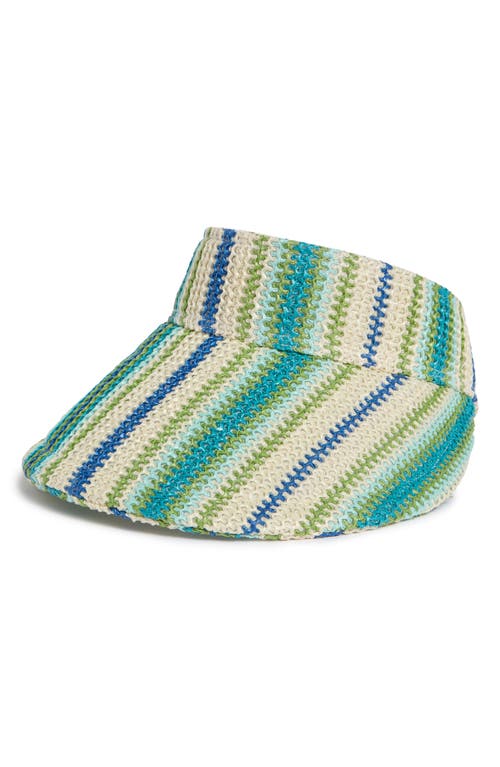 Vince Camuto Stripe Woven Visor In Blue