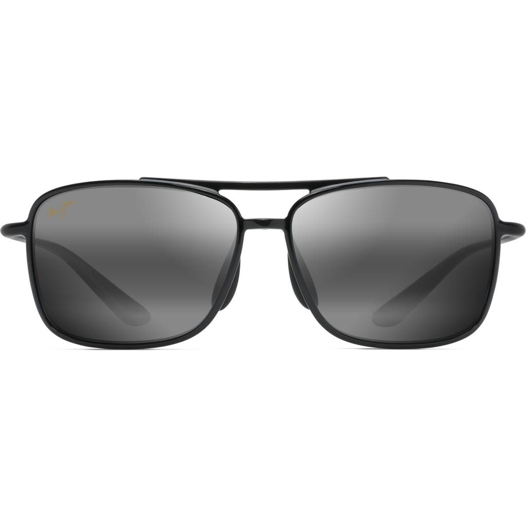 Maui Jim Kaupo Gap 61mm Polarizedplus2® Aviator Sunglasses In Black