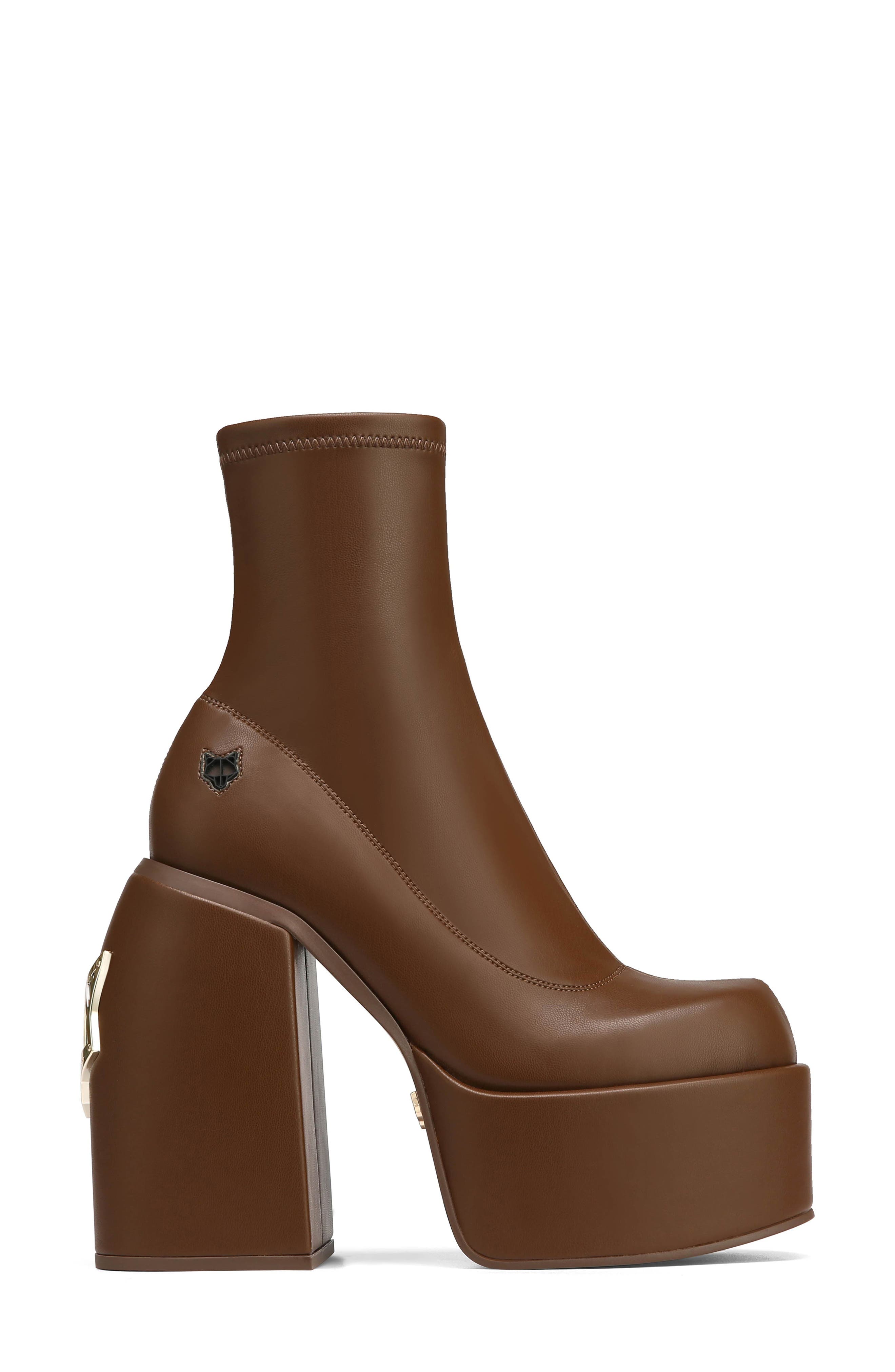 brown stretch ankle boots