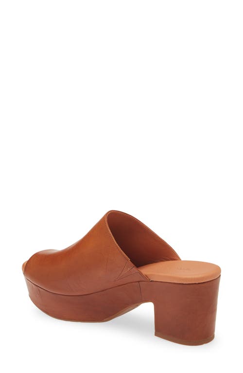 Chocolat Blu Platform Slide Sandal In Brown Leather
