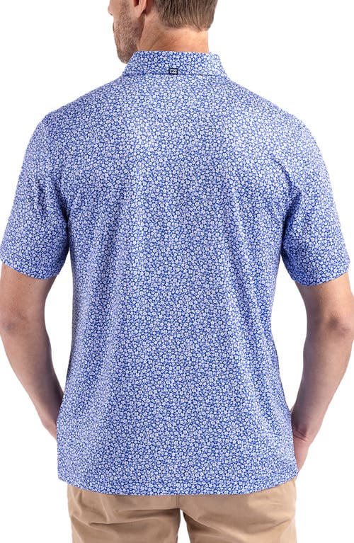 Cutter & Buck Pike Eco Flora Print Recycled Mens Polo In Blue