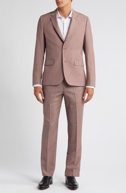 Tailored Fit Microcheck Wool & Mohair Suit in Pink