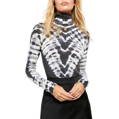 Free People Psychedelic Mock Neck Tee, Black