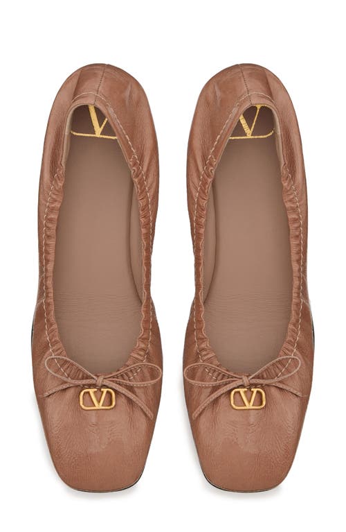 Shop Valentino Garavani Vlogo Signature Patent Ballet Flat In Rose Canelle