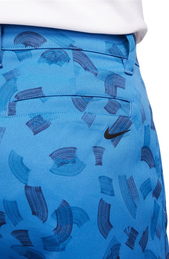 Shop Nike Dri-fit Print Flat Front Golf Shorts In Star Blue/ Black
