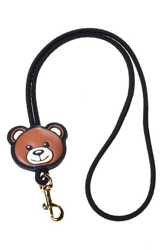 Moschino Teddy Patch Keychain With Lanyard In White