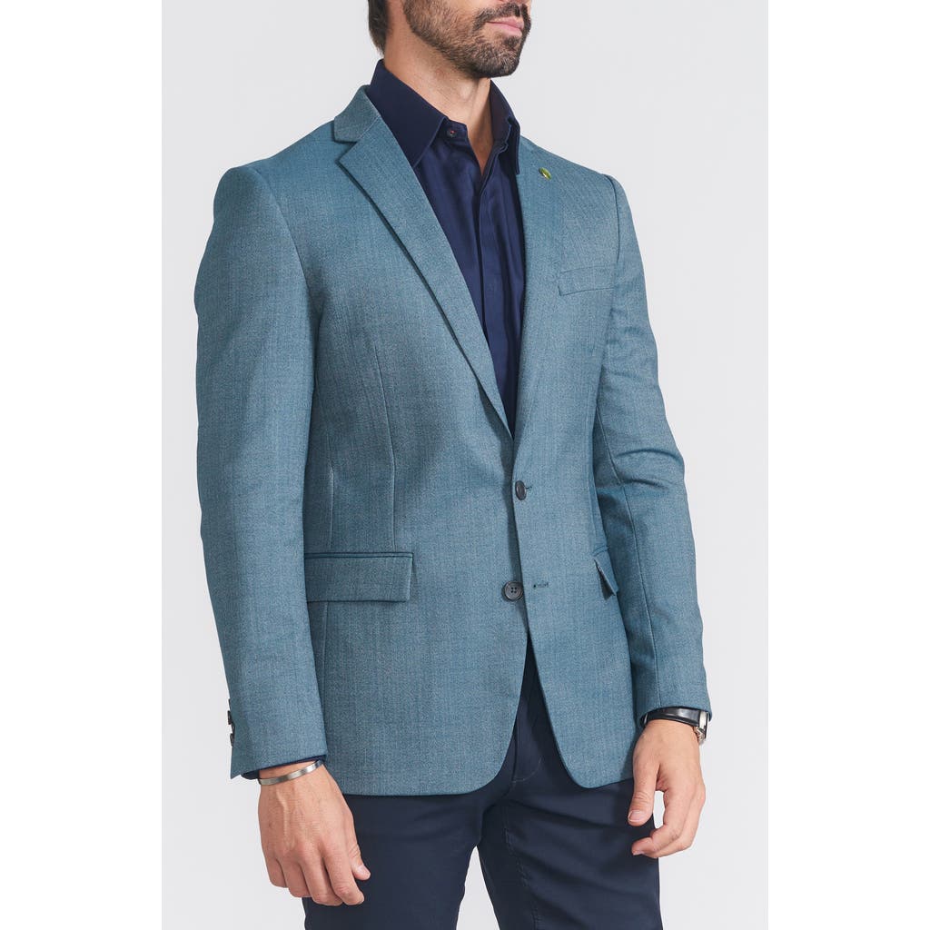 Cricketeer Herringbone Print Wool Blend Sport Coat In Blue