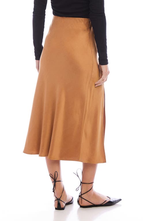 Shop Fifteen Twenty Brielle Slit Hem Midi Skirt In Camel