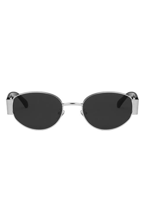 Shop Fifth & Ninth Elliot 57mm Polarized Oval Sunglasses In Black/silver