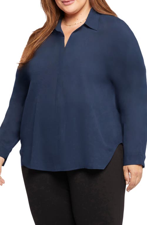 NYDJ Becky Recycled Polyester Georgette Popover Blouse at Nordstrom,