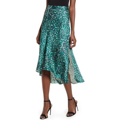 Leith High/low Bias Midi Skirt, Green