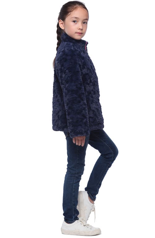 Shop Rokka&rolla Kids' Reversible Fleece Puffer Jacket In Navy Rose Pink