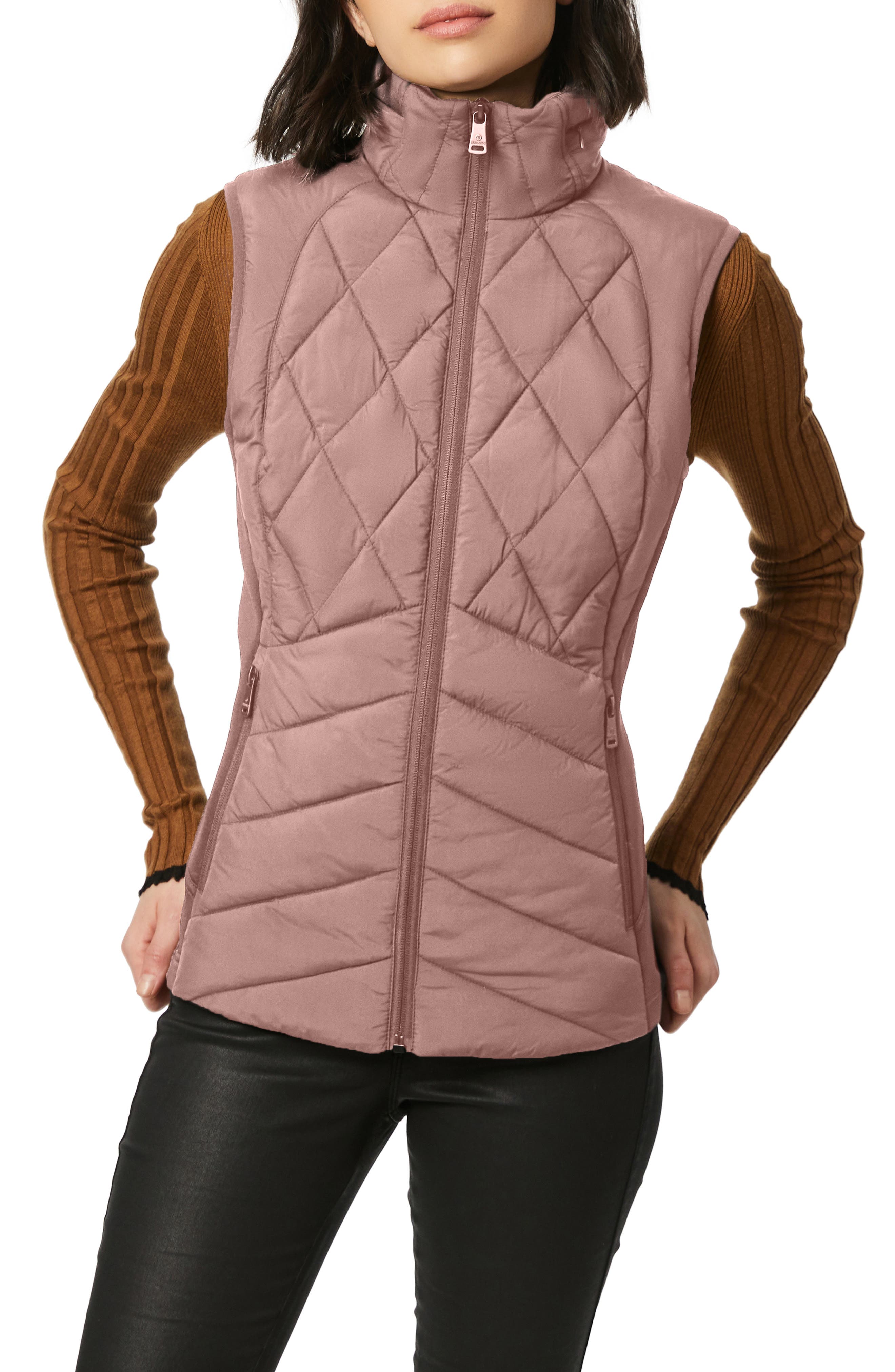 pink puffer vest womens