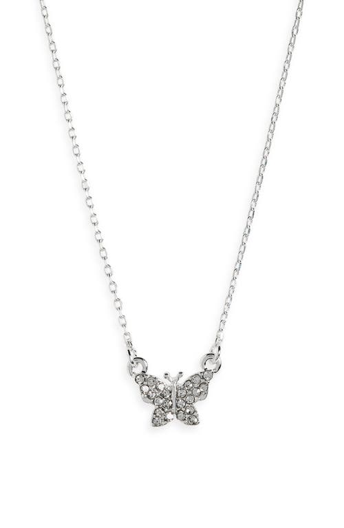 Crystal Butterfly Pendant Necklace in Silver