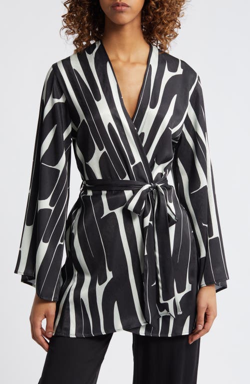 DIARRABLU Black Hera Print Lightweight Wrap Jacket at Nordstrom,