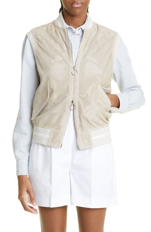 Eleventy Perforated Suede Bomber Vest in 02- Sand at Nordstrom, Size 10 Us