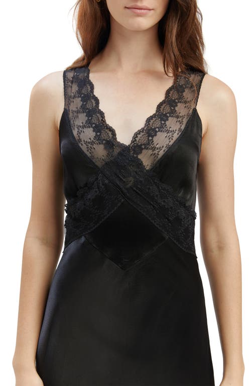 Shop Bardot Mendez Lace Trim Slipdress In Black