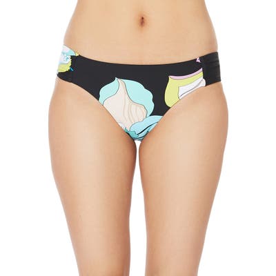 Trina Turk Sintra Reversible Floral Ruched Hipster Bikini Bottoms, Black