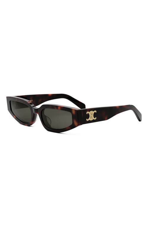 Shop Celine Triomphe 54mm Geometric Sunglasses In Dark Havana/smoke