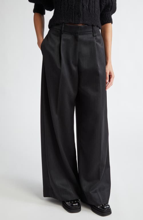 Shop Simone Rocha Pleated Wide Leg Trousers In Charcoal/black