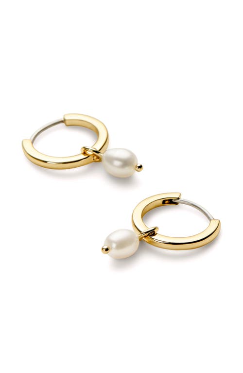 Shop Ana Luisa Pearl Huggie Hoops In Gold