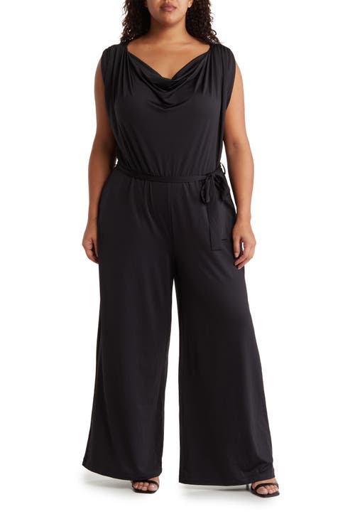 Plus Size Baylin Overlay Jumpsuit- Black