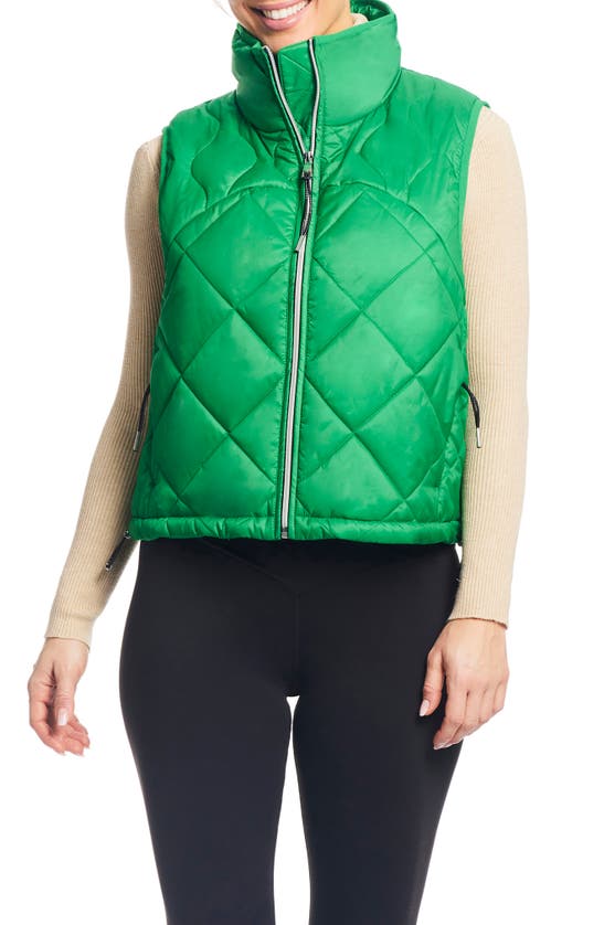Sanctuary Quilted Water Resistant Crop Vest In Jellybean Green
