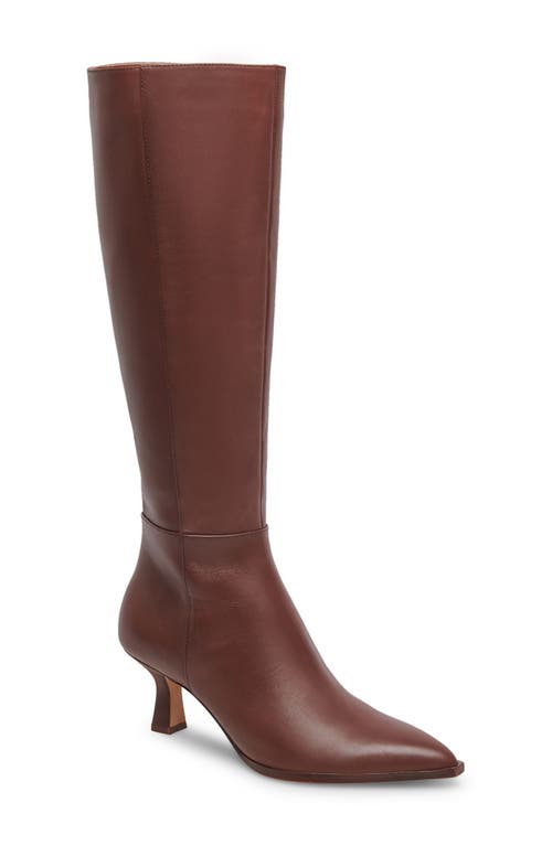 Auggie Pointed Toe Knee High Boot in Chocolate Dritan Leather