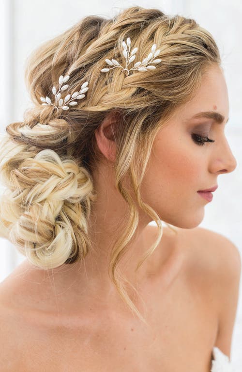 Brides And Hairpins Brides & Hairpins Ellie Set Of 2 Imitation Pearl Pins In Silver/white