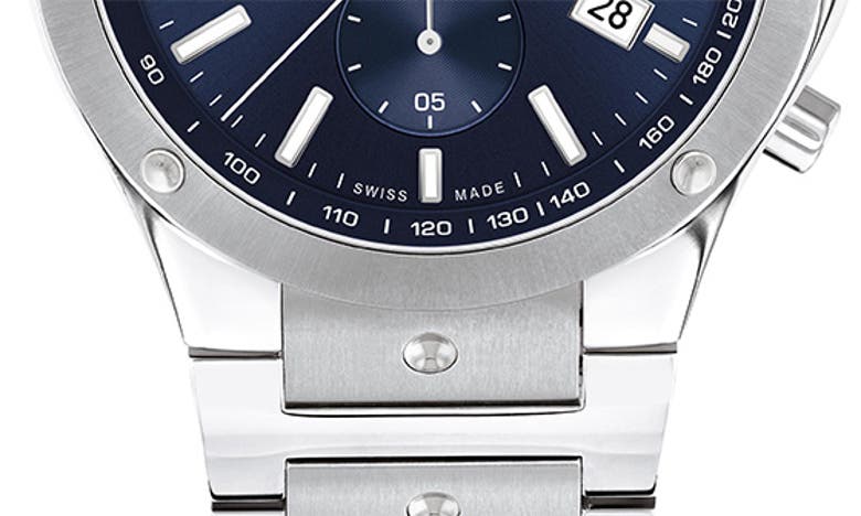 Movado Men's Swiss Chronograph Se Stainless Steel Bracelet Watch 42mm In Silver/ Blue