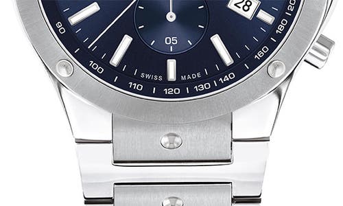 Movado Men's Swiss Se Stainless Steel Bracelet Watch 41mm In Silver/blue