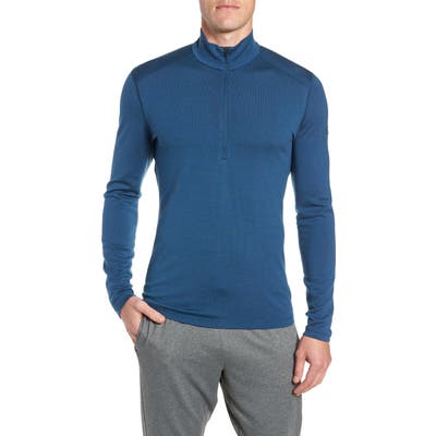 Icebreaker 260 Tech Merino Wool Half Zip Base Layer Top, Blue