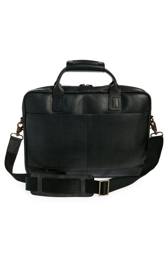 Shop Johnston & Murphy Waxy Leather Briefcase In Black