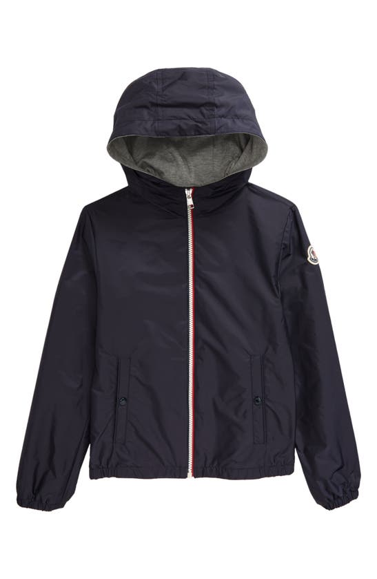 Shop Moncler Kids' New Urville Water Repellent Hooded Rain Jacket In Navy Blue