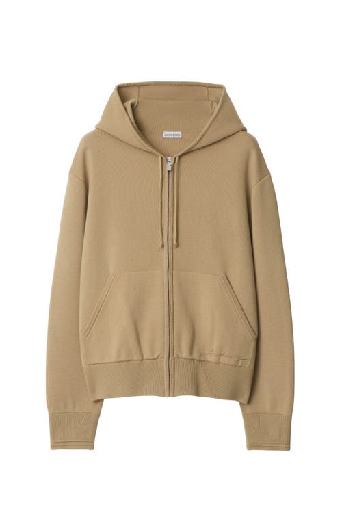 Burberry Wool-blend Embroidered-logo Hoodie In Sand