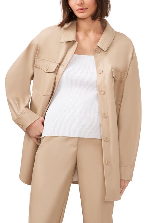 halogen(r) Faux Leather Shirt Jacket in Oxford Tan